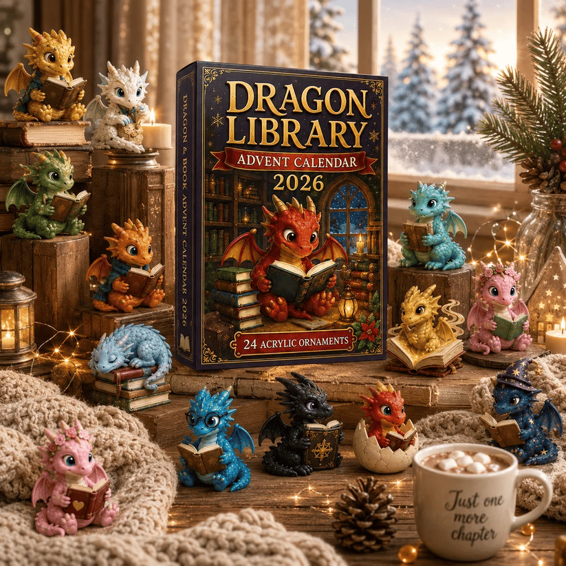 🔥🎁2026 Dragon Library Advent Calendar – Unlock 24 Cosy Chapters of Baby Dragon Magic, Acrylic Ornaments Blind Box