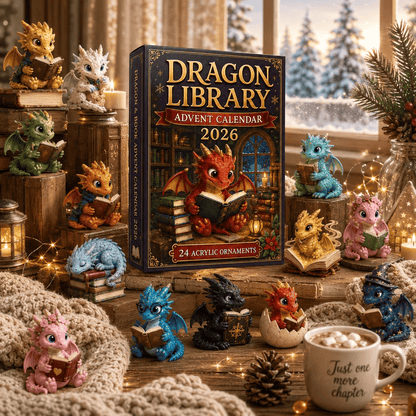 🔥🎁2026 Dragon Library Advent Calendar – Unlock 24 Cosy Chapters of Baby Dragon Magic, Acrylic Ornaments Blind Box