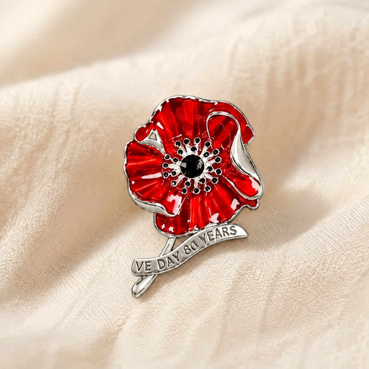 VE Day 80 Poppy Brooch keepsake