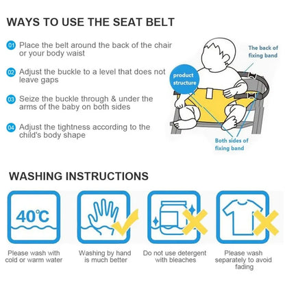 Baby High Chair Seat Belts - Portable Dining Straps Holder