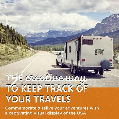 🚐🗺️50-State RV Adventure Sticker Map – USA Road Trip Travel Tracker