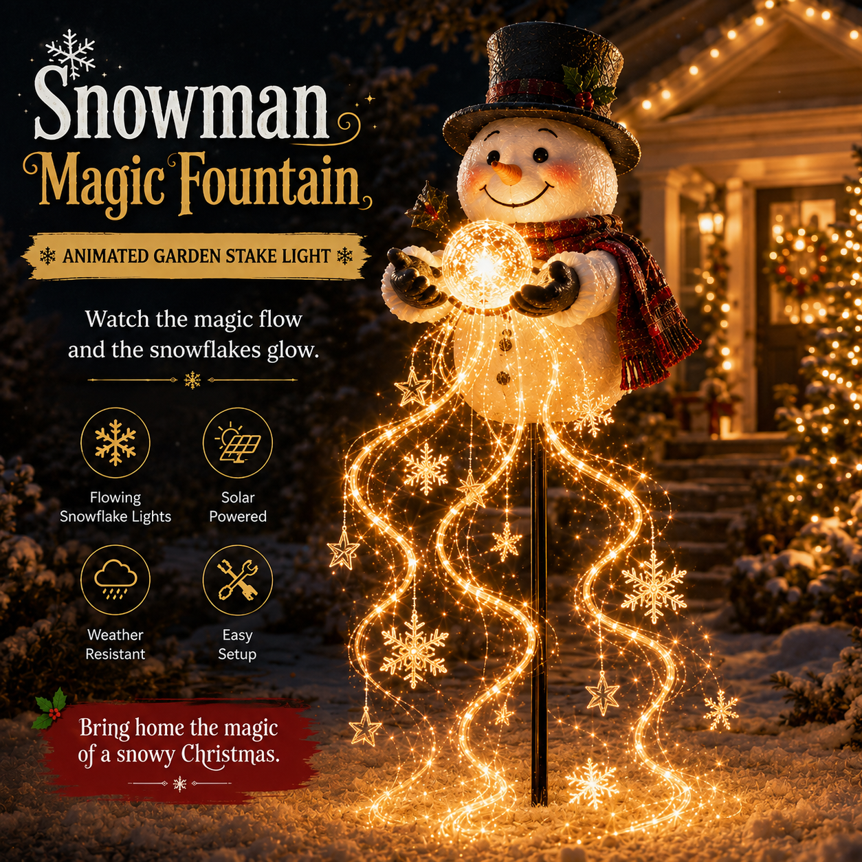 🎄49% OFF🎄 Snowman Magic -Flowing Snowflake LED Christmas Garden Light❄️
