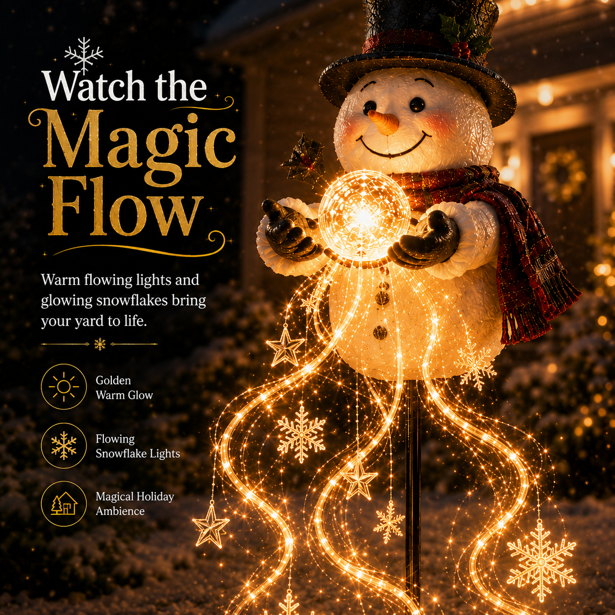 🎄49% OFF🎄 Snowman Magic -Flowing Snowflake LED Christmas Garden Light❄️