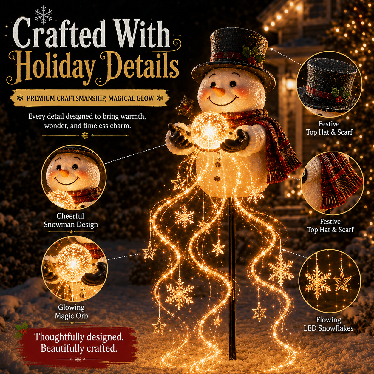 🎄49% OFF🎄 Snowman Magic -Flowing Snowflake LED Christmas Garden Light❄️