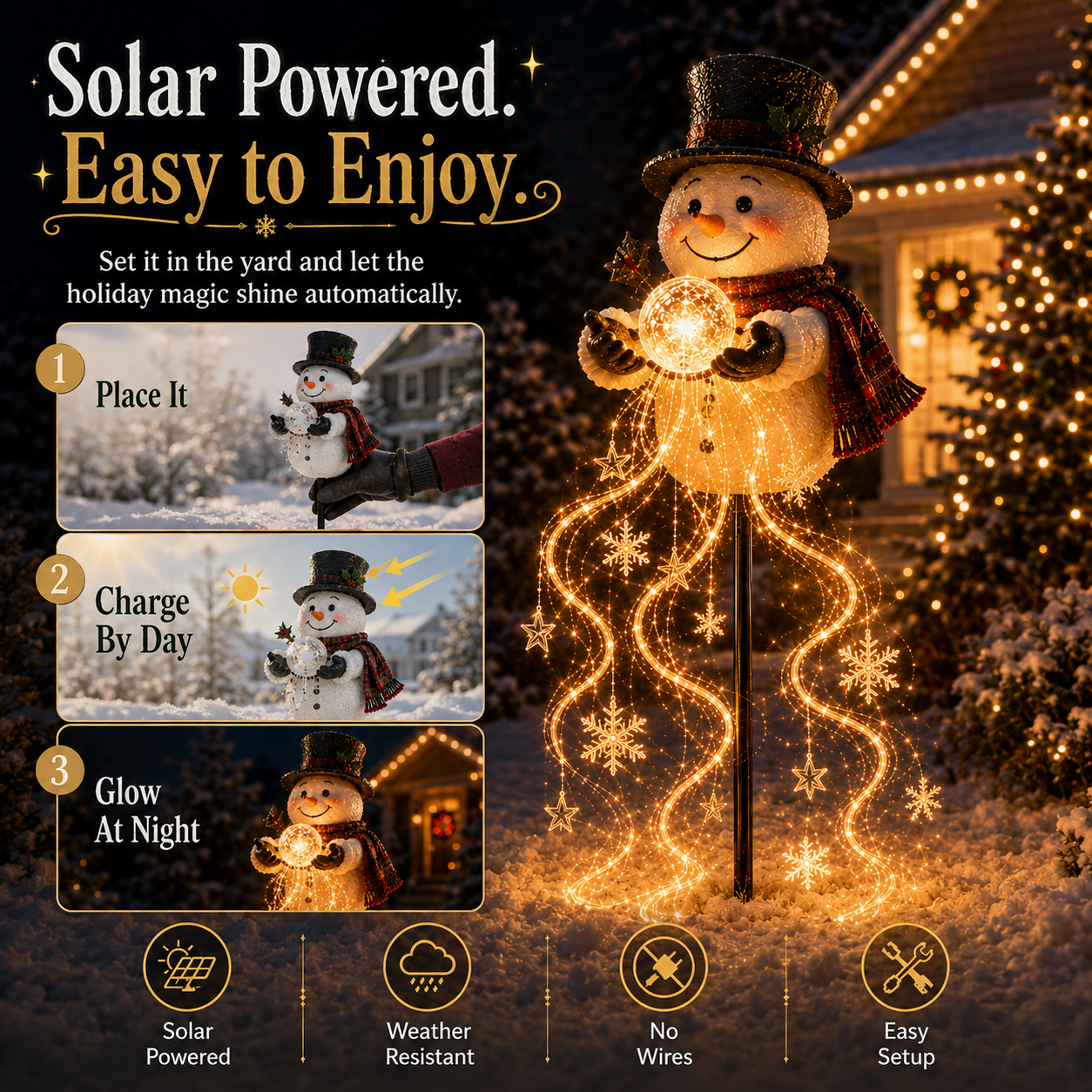 ❄️ONLY TODAY 49% OFF🎄 Snowman Magic-Flowing Snowflake LED Christmas Garden Light
