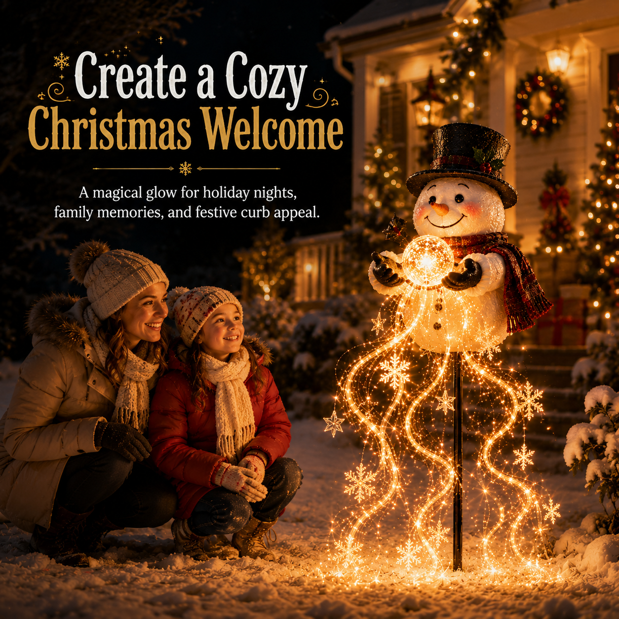 🎄49% OFF🎄 Snowman Magic -Flowing Snowflake LED Christmas Garden Light❄️