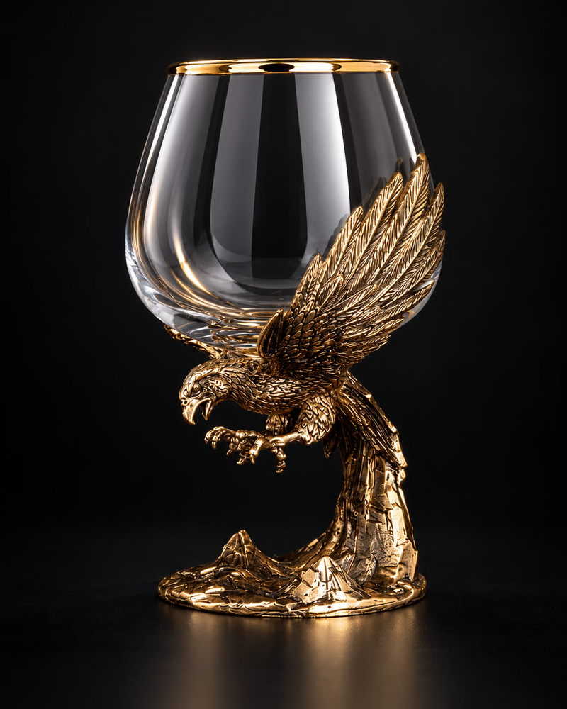 Golden Eagle sculpted brandy glass