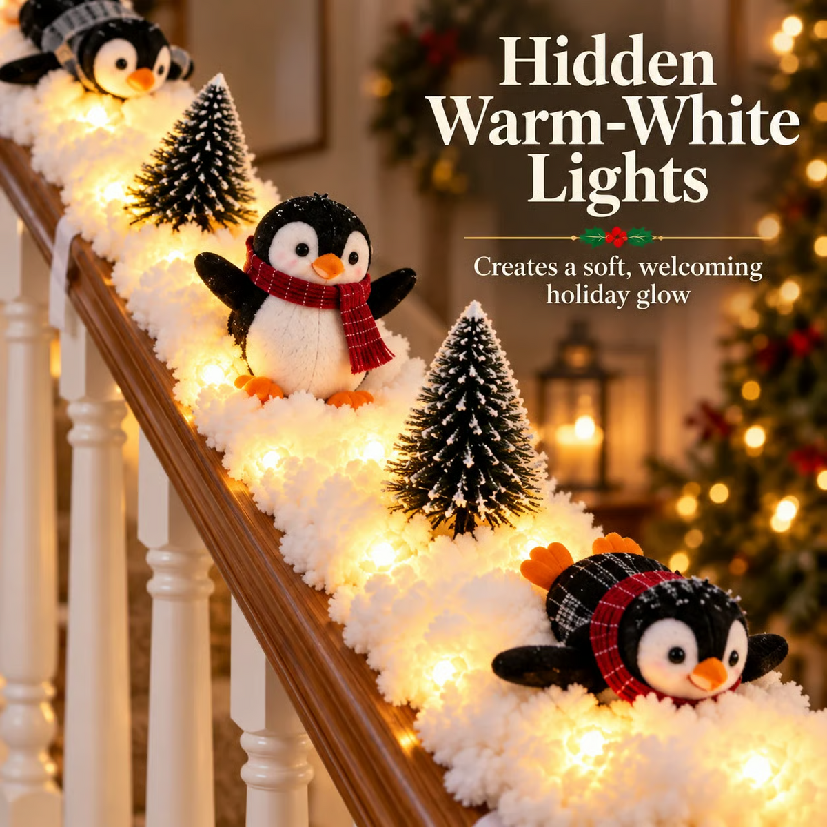🔥Buy 2 Get 20% OFF🔥Playful Penguin Snowy Stair Railing Decor