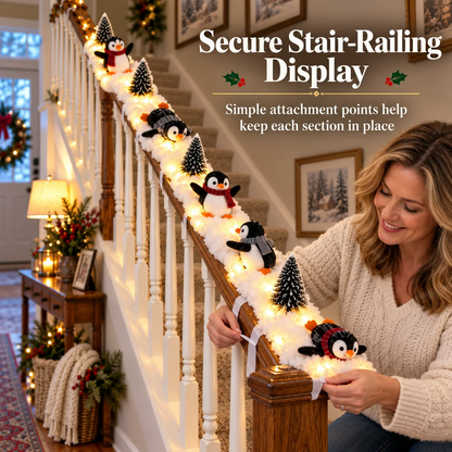 🔥Buy 2 Get 20% OFF🔥Playful Penguin Snowy Stair Railing Decor