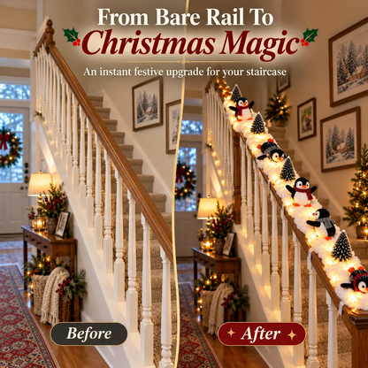 🔥Buy 2 Get 20% OFF🔥Playful Penguin Snowy Stair Railing Decor