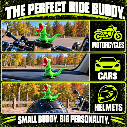 🦎🏍Wobbly Riding Buddy – Car & Motorcycle Decor