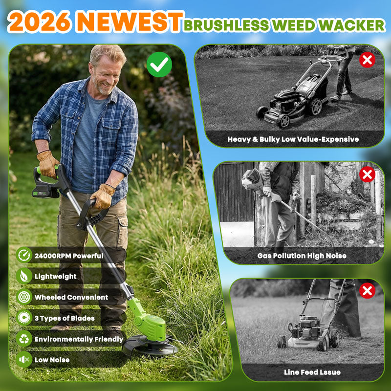 ⚡3-in-1 Cordless Lawn Mower with 2×21V Batteries, German Quality Lightweight Grass Trimmer & Edger for Small to Medium Gardens