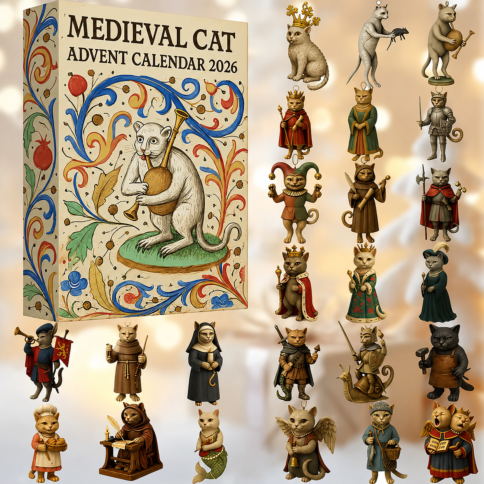 Funny medieval cat characters