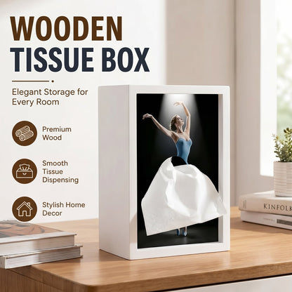 🩰 Dancing Ballerina Tissue Box | Elegant Wooden Art Frame & Unique Home Decor