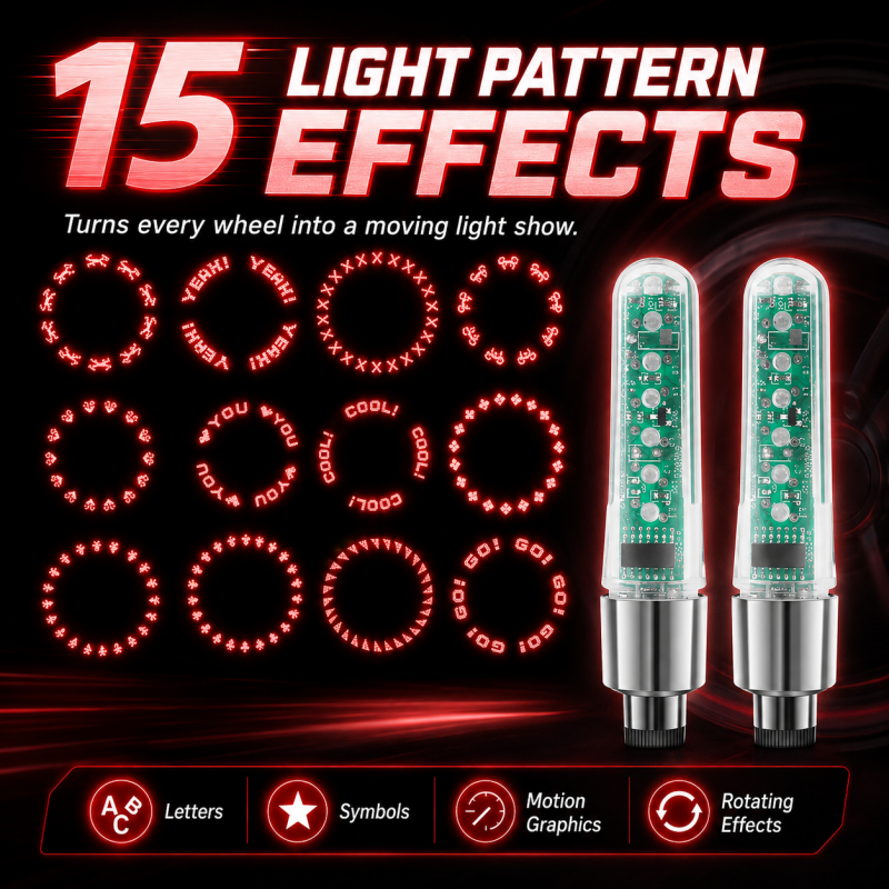 Waterproof bike valve stem lights at night