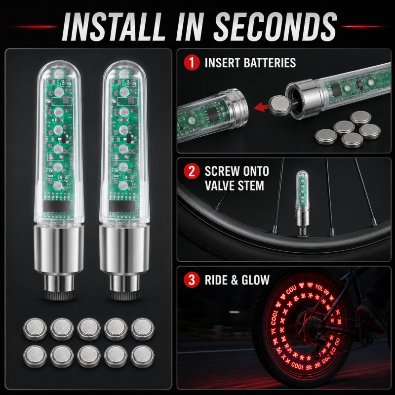 Bike valve stem light package