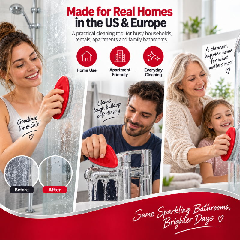 🧽 ScrubEase 2-in-1 Bathroom Cleaning Brush | Refillable Scrubber with Built-In Cleaner Dispenser